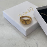 Introducing our Staple Signet RIng from our Personalised Collection! All of our pieces are laser engraved- this means it will not fade over time! Available in Gold & Silver. Material: Titanium.