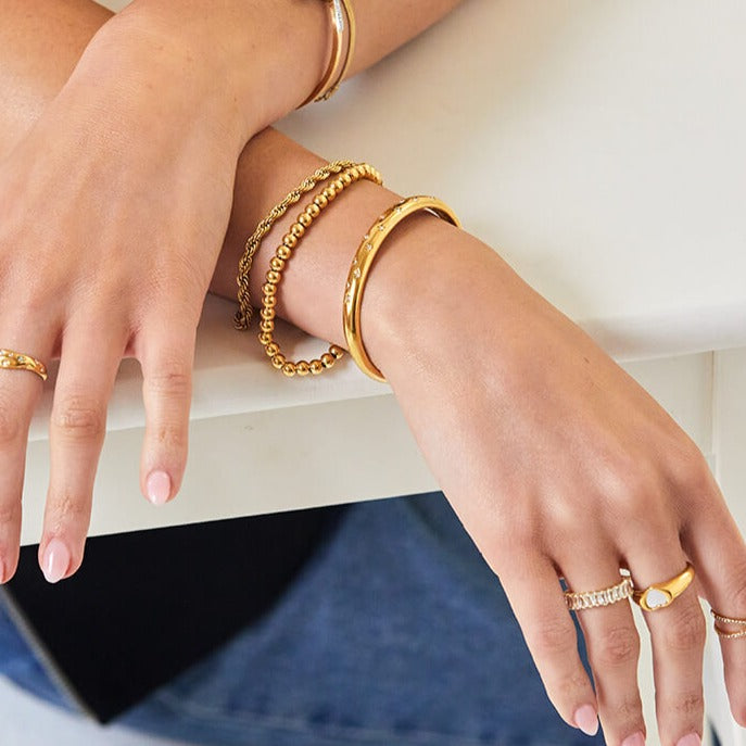 Gold Titanium Beaded Bracelet Vintage ZoandCo Jewellery Ireland