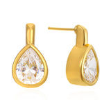 Zoe Bezel Pear Studs