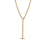 T-Bar Drop Down Necklace Gold