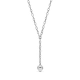 Heart Drop Down Necklace Silver