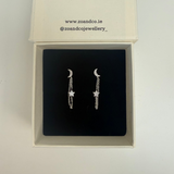 Moon & Star Drop Studs Silver