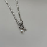 Charm Chain with Plain Letter Silver