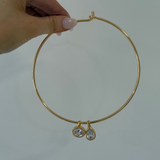 Zoe Cuff Necklace | Bezel Oval Charm