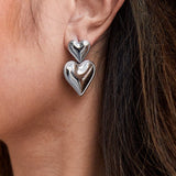 Heart Double Studs Silver