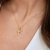 Double Cross Necklace Gold