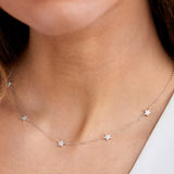 Introducing our Sparkle Réalta Dainty Necklace  Multi Star Necklace Detail.  Material: 925 Sterling Silver.  Chain: 45cm