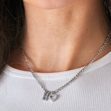 Silver Initial + Heart Necklace