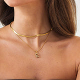 Double Layer Initial Necklace Gold
