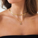 Double Layer Initial Necklace Gold