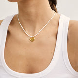 White Rope Heart Necklace