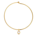Zoe Cuff Necklace | Bezel Pear Charm