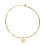 Zoe Cuff Necklace | Bezel Oval Charm