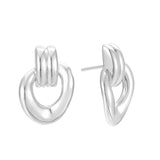 Buckle Statement Earrings Silver PRE ORDER