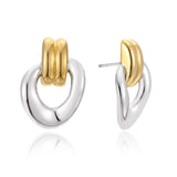 Buckle Statement Earrings Two Tone