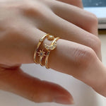 Triple Moon and Star Ring 925 Sterling silver Gold ZoandCo Jewellery 