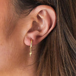 Lightning Bolt Hoops Gold & Silver Dainty Ear Huggies. Material: 925 Sterling Silver.zoandco jewellery ireland dublin