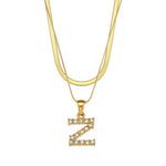 Double Layer Slinky Chain Initial Necklace.  Material: Stainless Steel.
